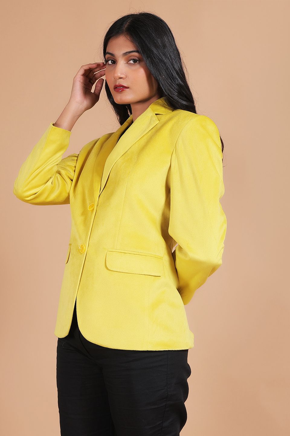 Cotton Velvet Yellow Blazer