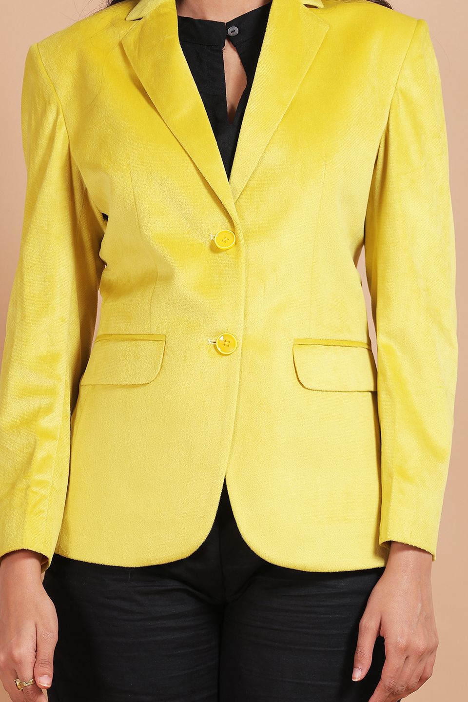 Cotton Velvet Yellow Blazer