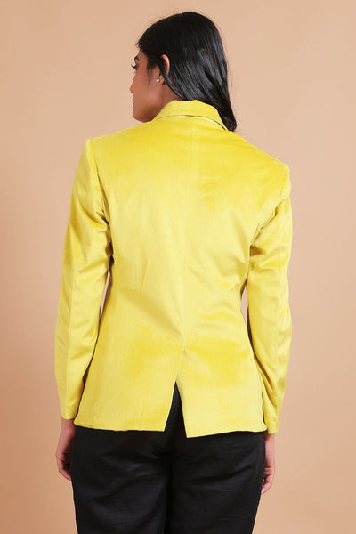 Cotton Velvet Yellow Blazer