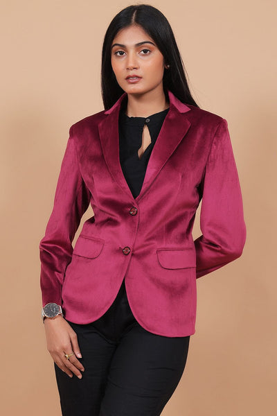 Cotton Velvet Red Blazer