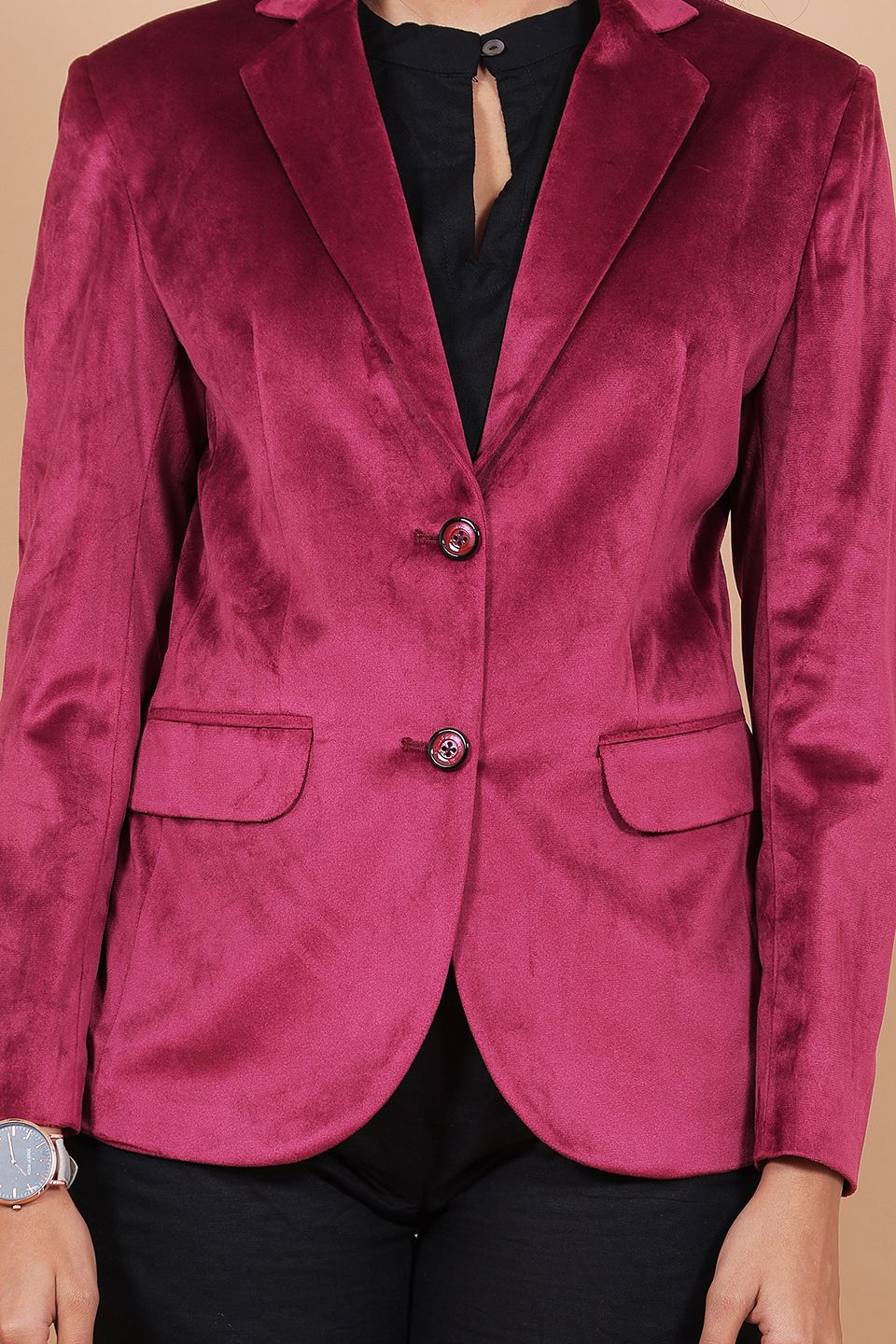 Cotton Velvet Red Blazer