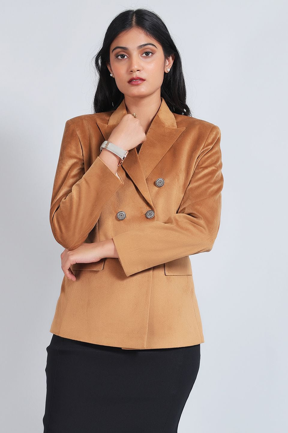 Cotton Velvet Gold Blazer