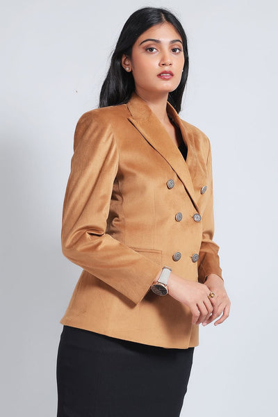 Cotton Velvet Gold Blazer