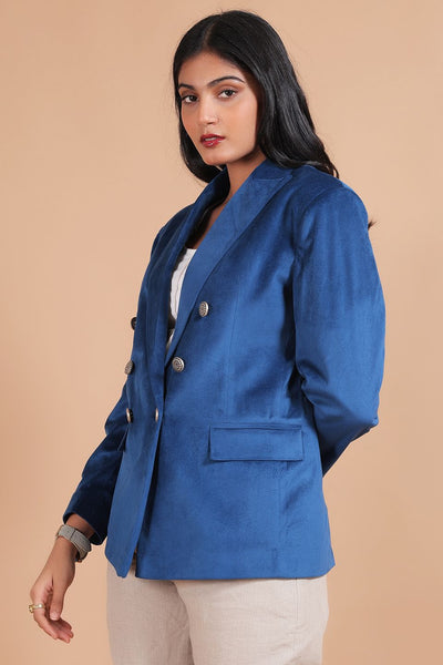 Cotton Velvet Blue Blazer