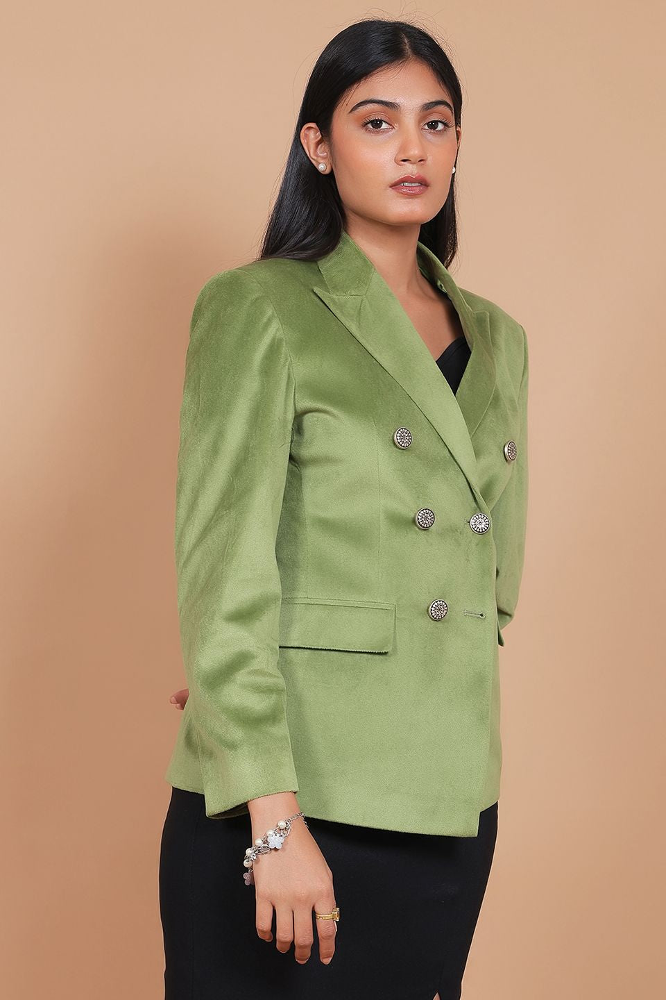 Cotton Velvet Green Blazer