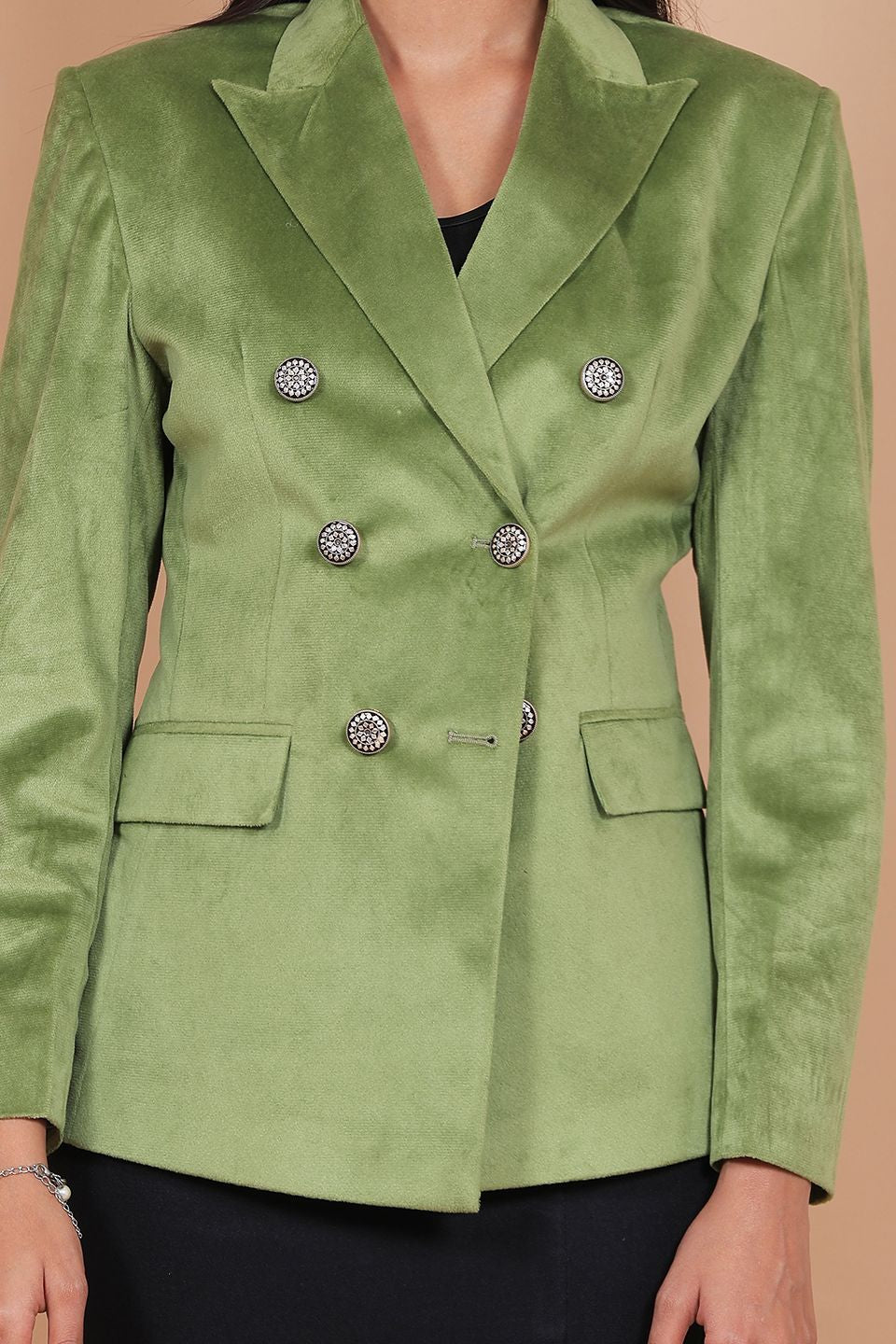 Cotton Velvet Green Blazer