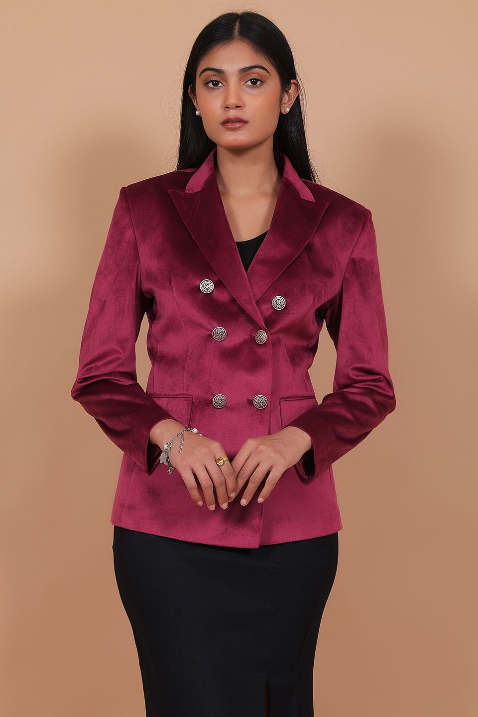 Cotton Velvet Red Blazer