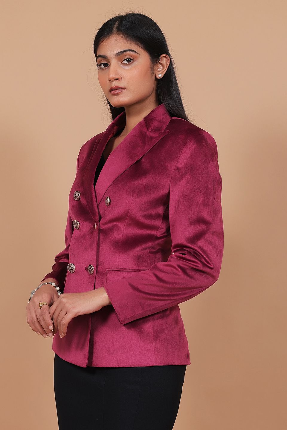 Cotton Velvet Red Blazer