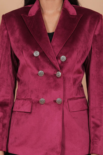 Cotton Velvet Red Blazer