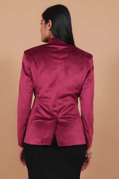 Cotton Velvet Red Blazer