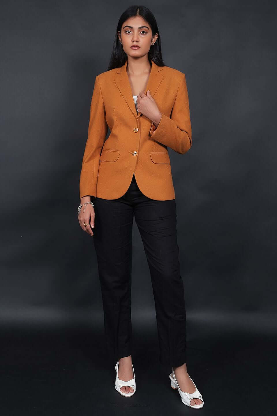 Tweed Wool Orange Blazer