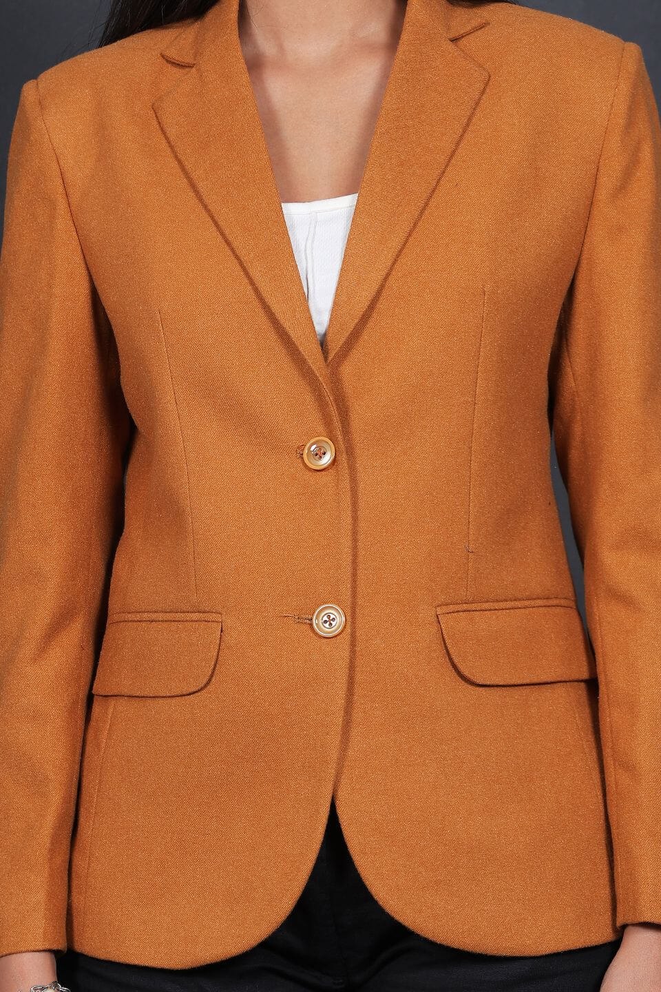 Tweed Wool Orange Blazer