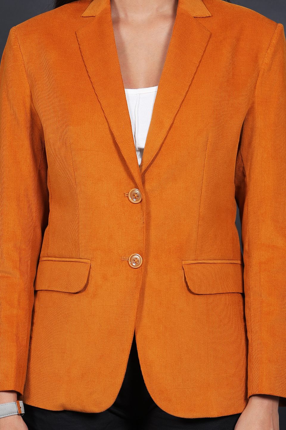 Corduroy Cotton Orange Blazer
