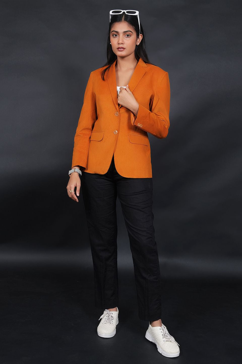 Corduroy Cotton Orange Blazer