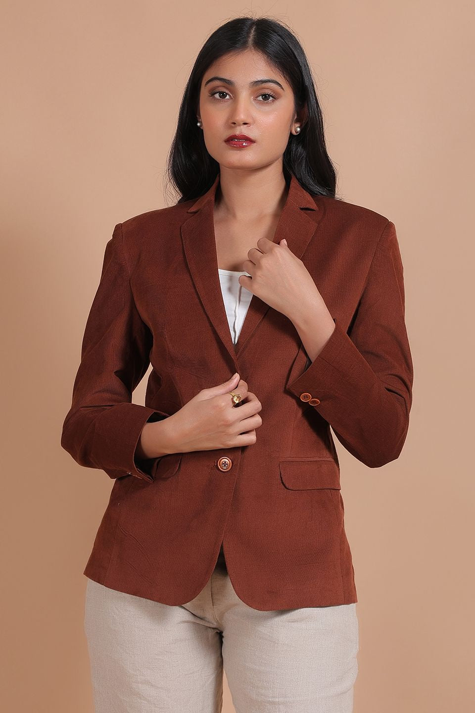 Corduroy Cotton Brown Blazer