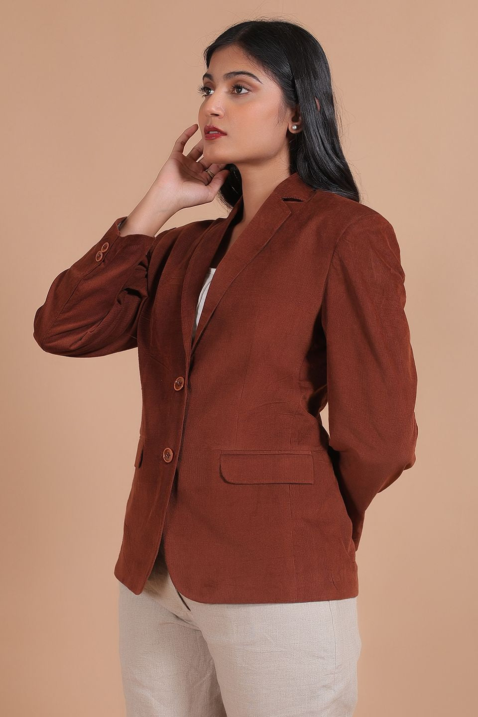 Corduroy Cotton Brown Blazer