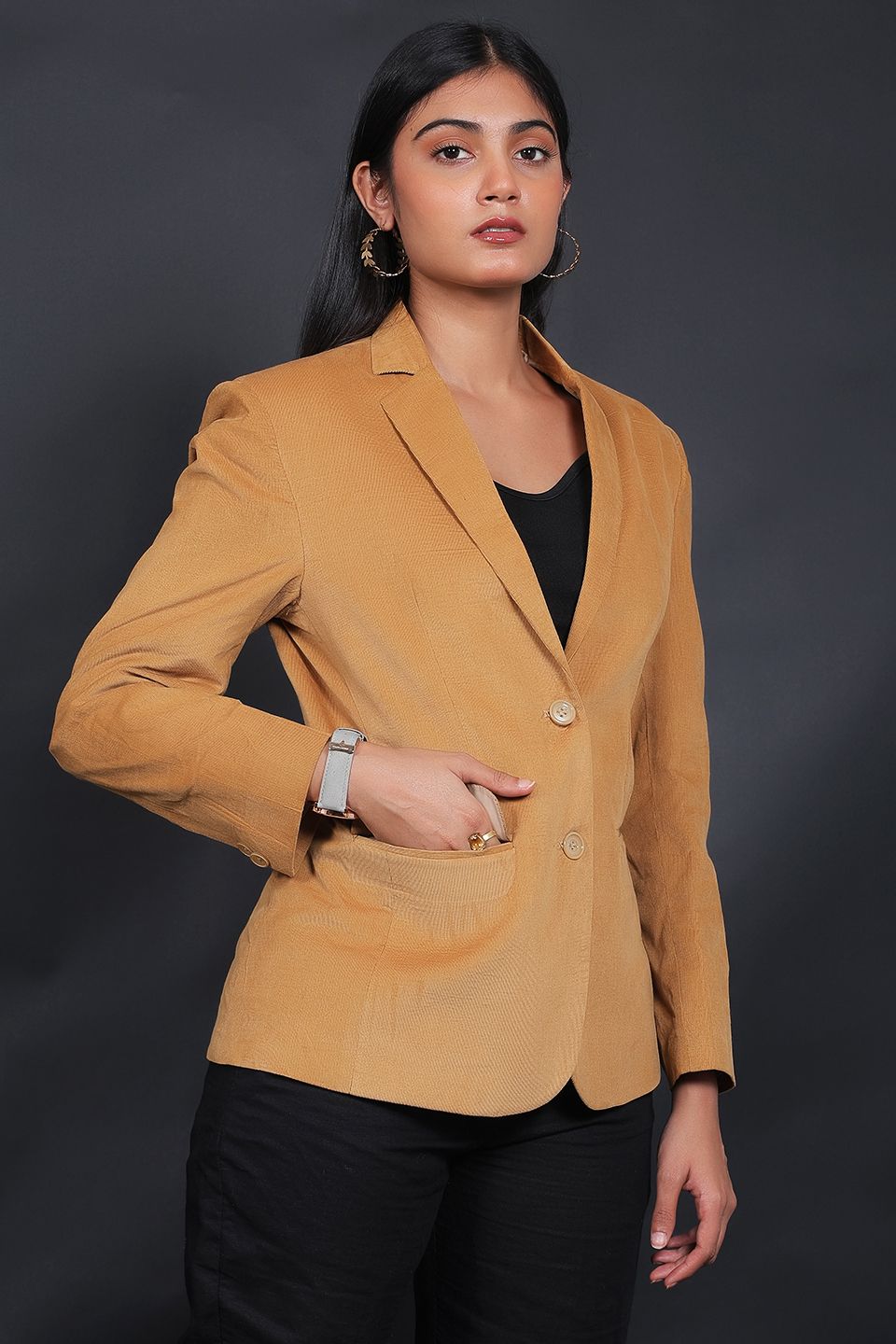 Corduroy Cotton Gold Blazer