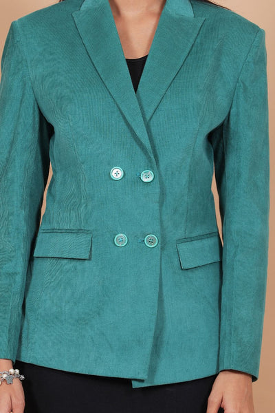 Corduroy Cotton Green Blazer