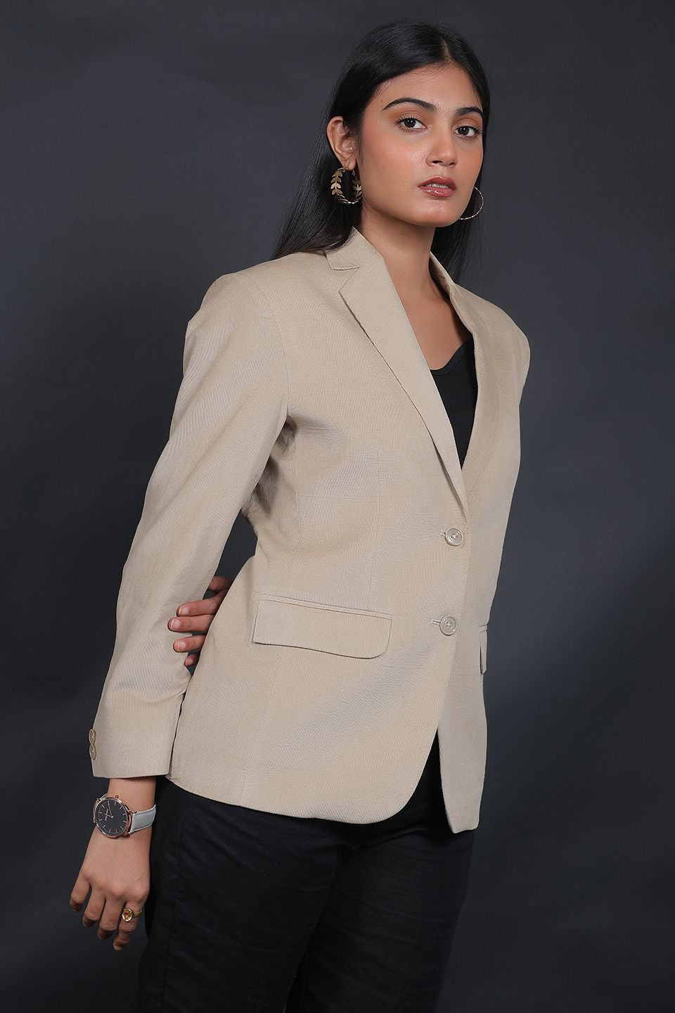 Corduroy Cotton Beige Blazer