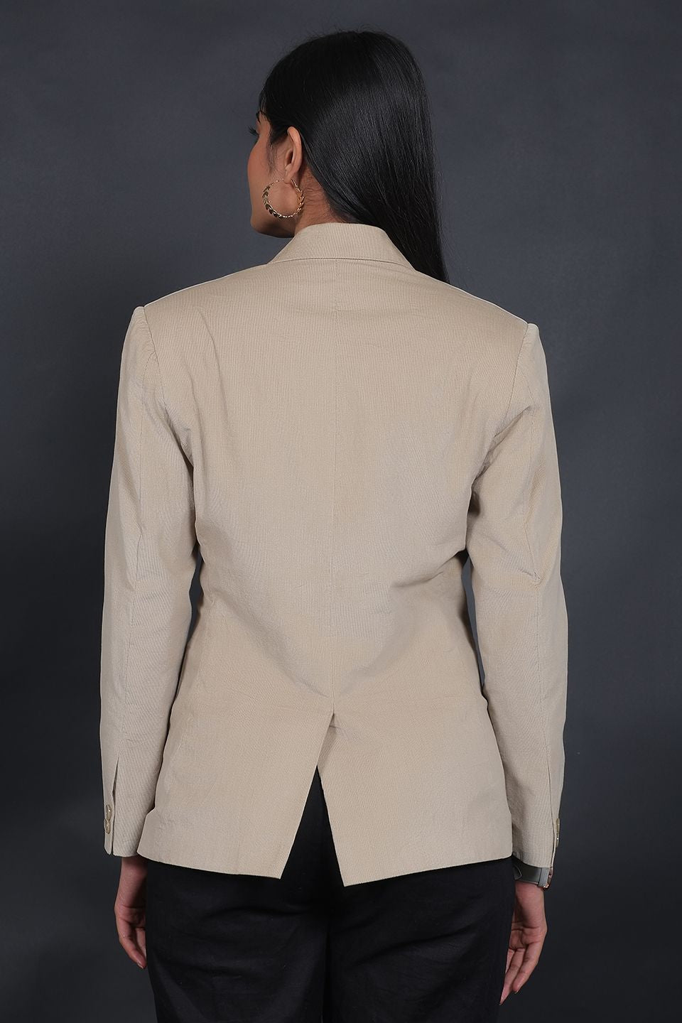 Indophilia Women's Corduroy Cotton Beige Blazer Buy Online