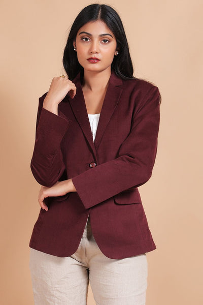 Corduroy Cotton Red Blazer