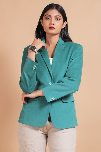 Corduroy Cotton Green Blazer