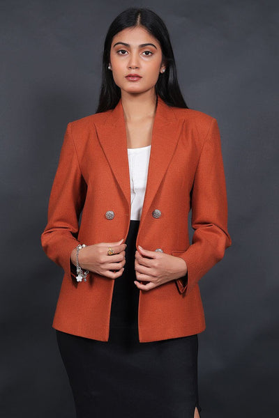 Tweed Wool Orange Blazer