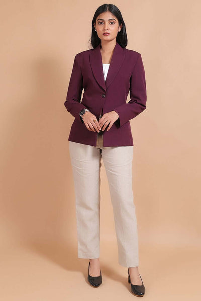 Polyester Cotton Purple Blazer