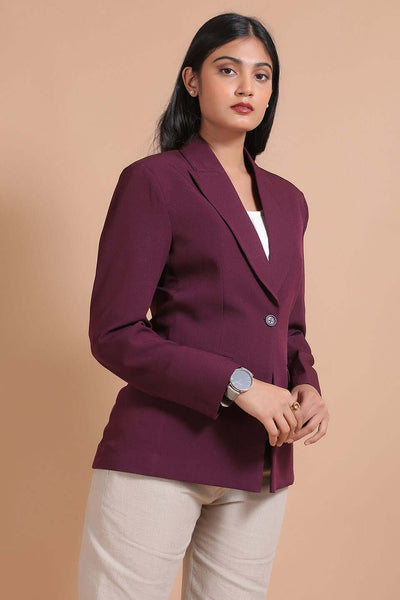 Polyester Cotton Purple Blazer