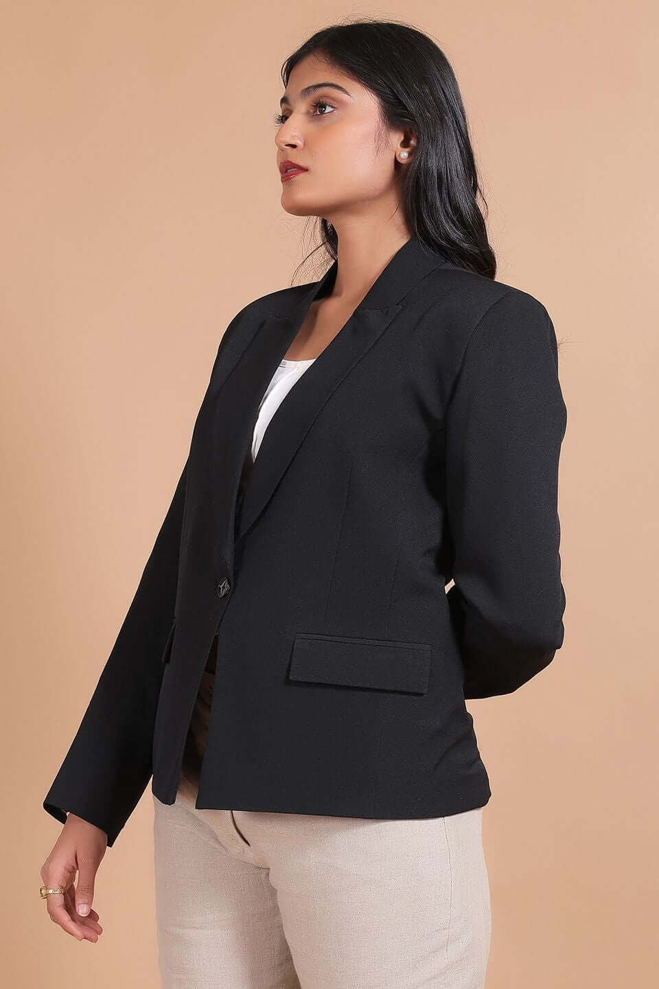 Polyester Cotton Black Blazer