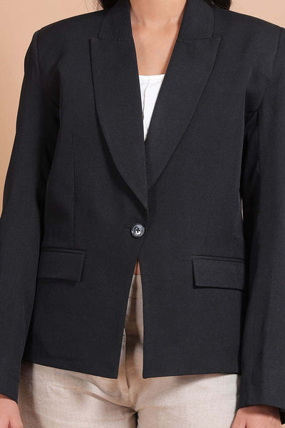 Polyester Cotton Black Blazer