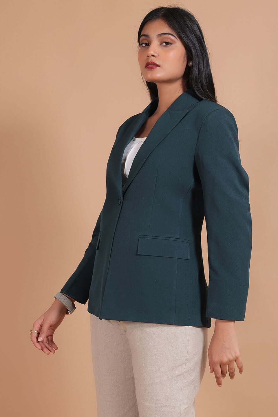 Polyester Cotton Green Blazer