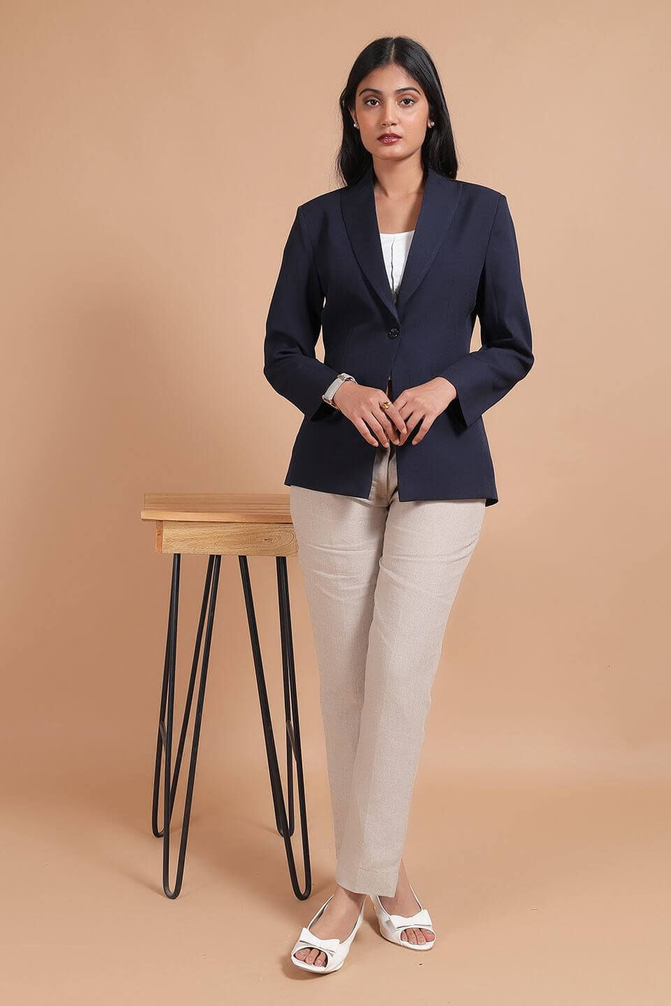 Polyester Cotton Blue Blazer