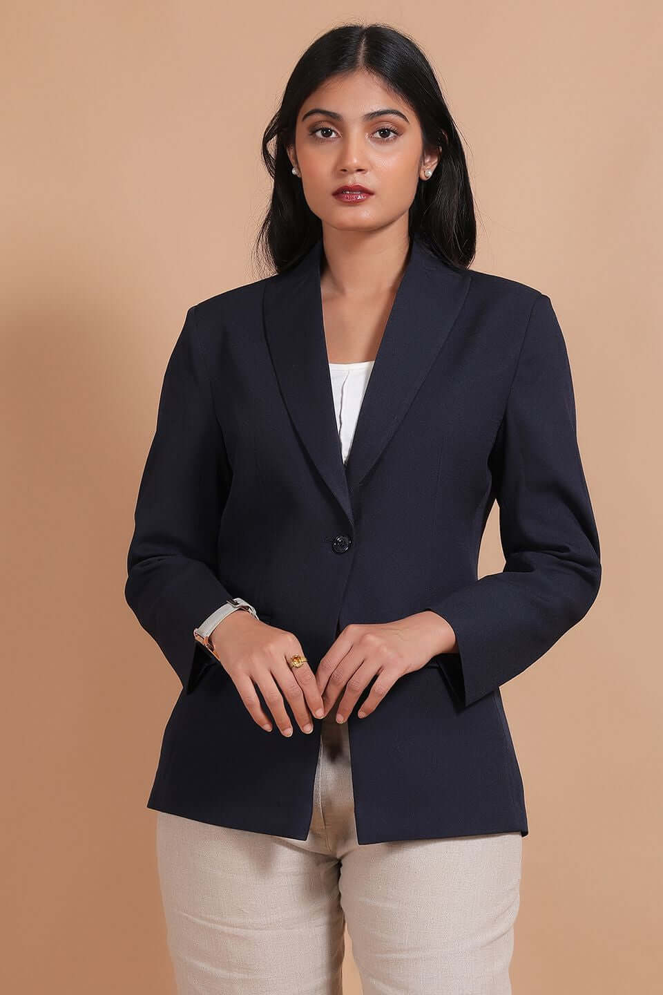 Polyester Cotton Blue Blazer