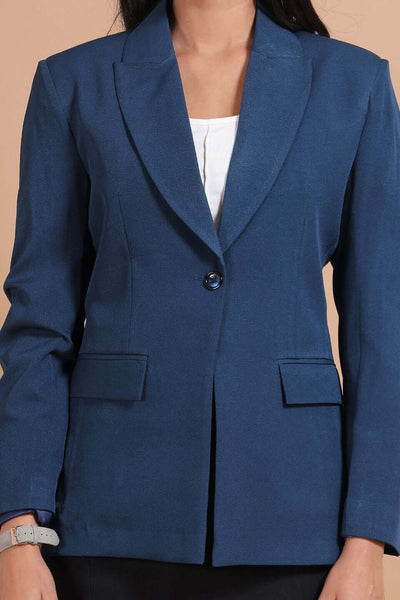 Polyester Cotton Blue 1 Blazer