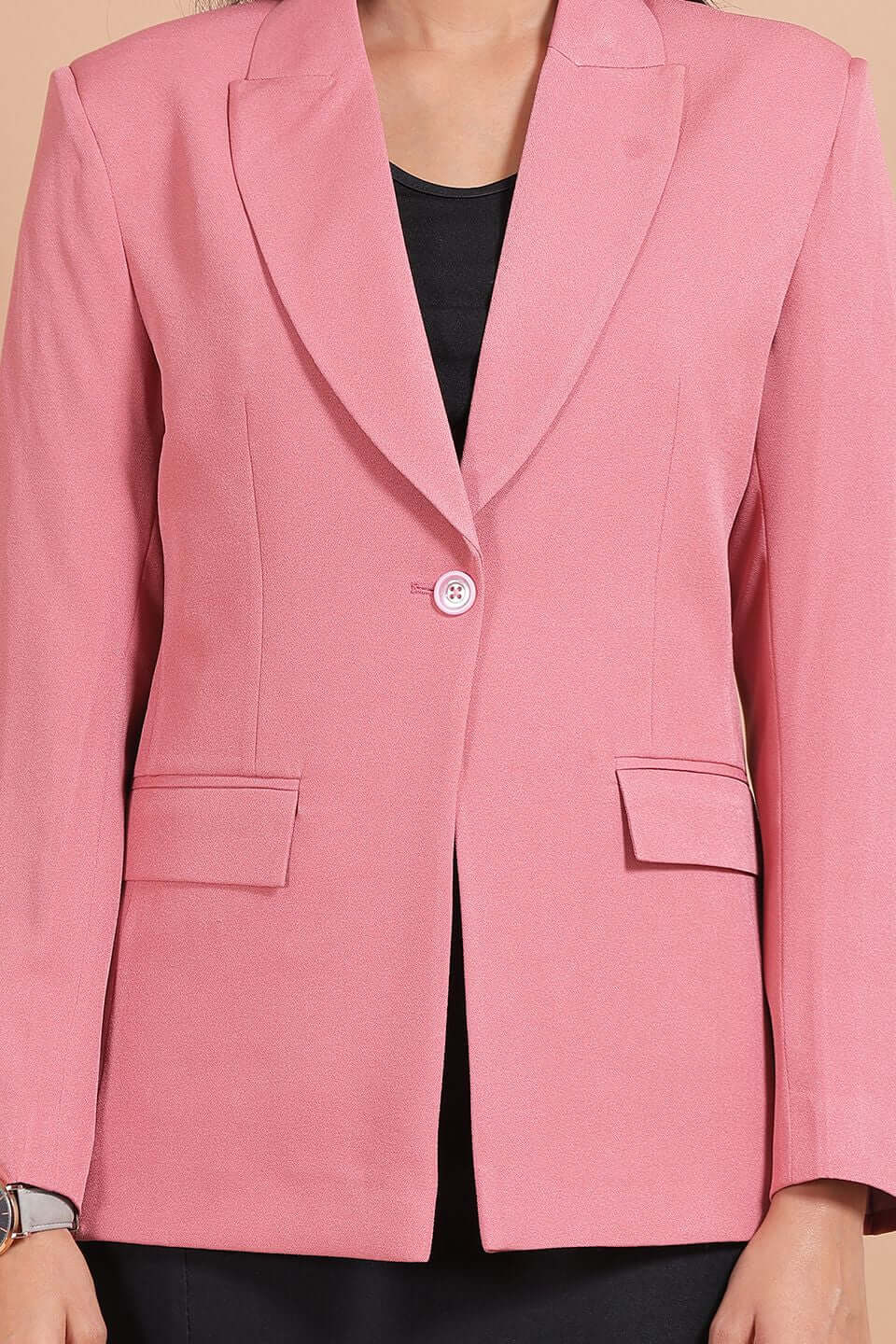 Polyester Cotton Pink Blazer