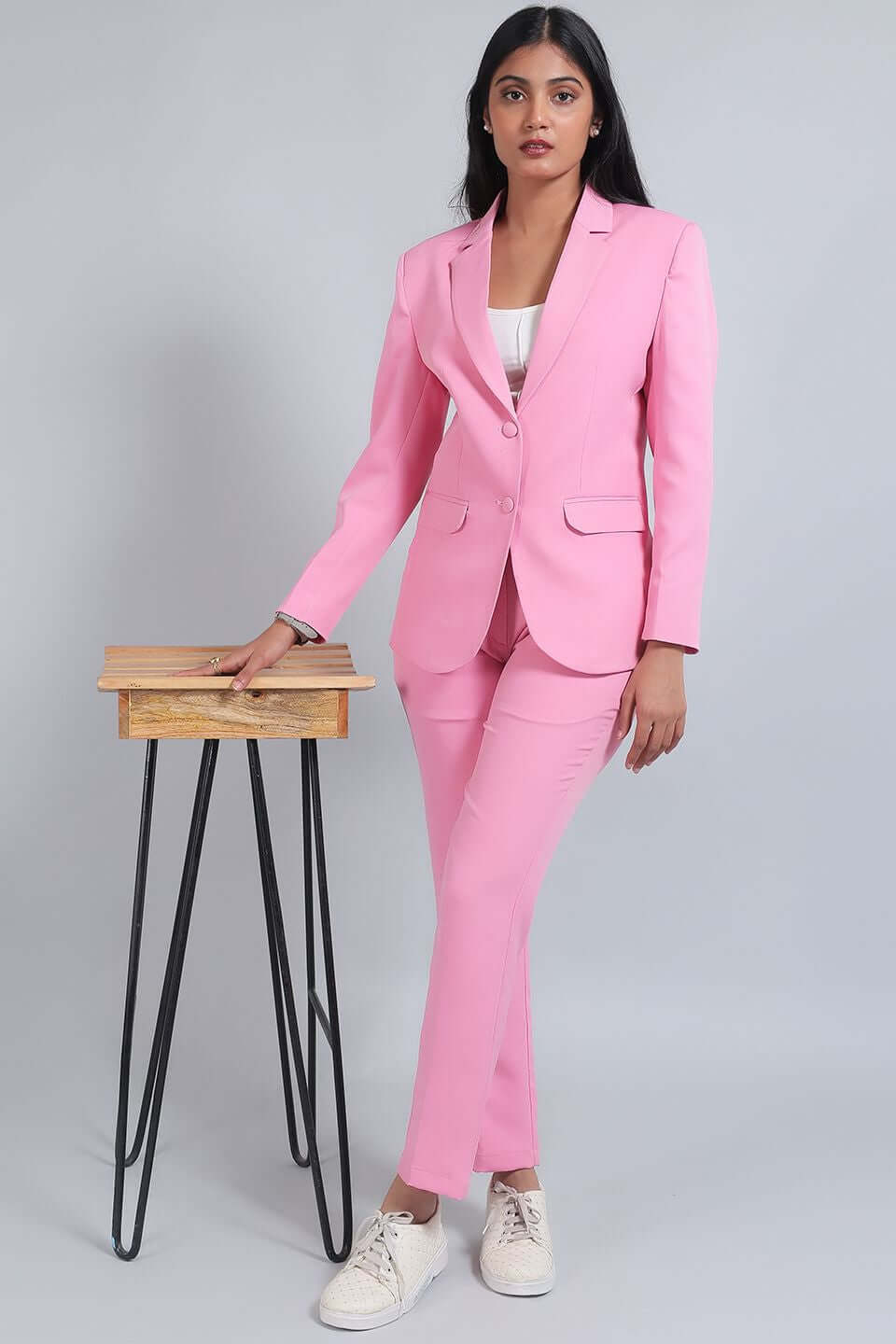 Polyester Cotton Pink Blazer