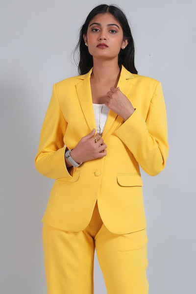 Polyester Cotton Yellow Blazer