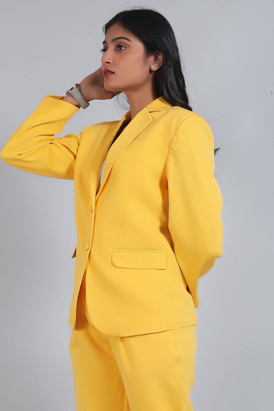 Polyester Cotton Yellow Blazer