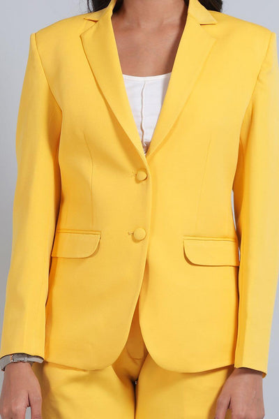 Polyester Cotton Yellow Blazer