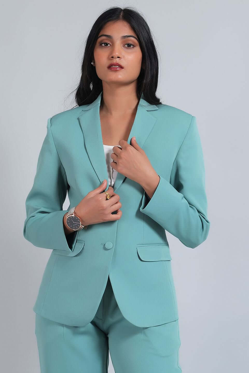 Polyester Cotton Green Blazer