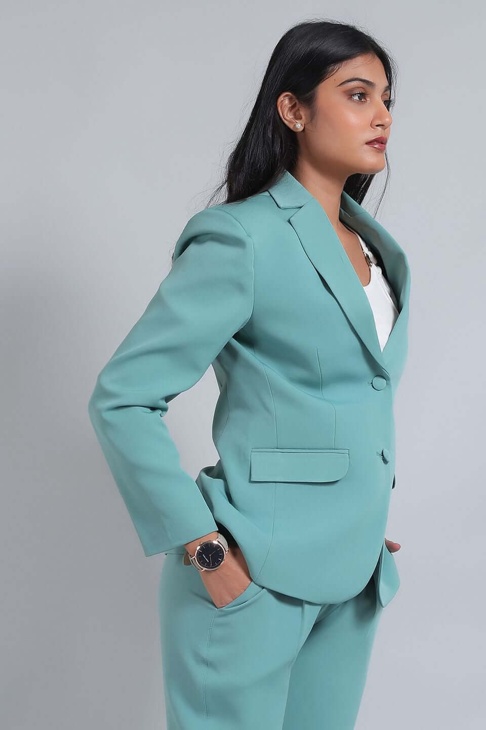 Polyester Cotton Green Blazer