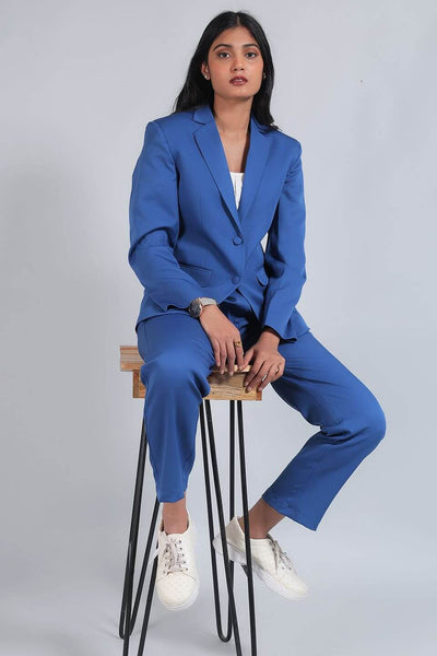 Polyester Cotton Blue Blazer