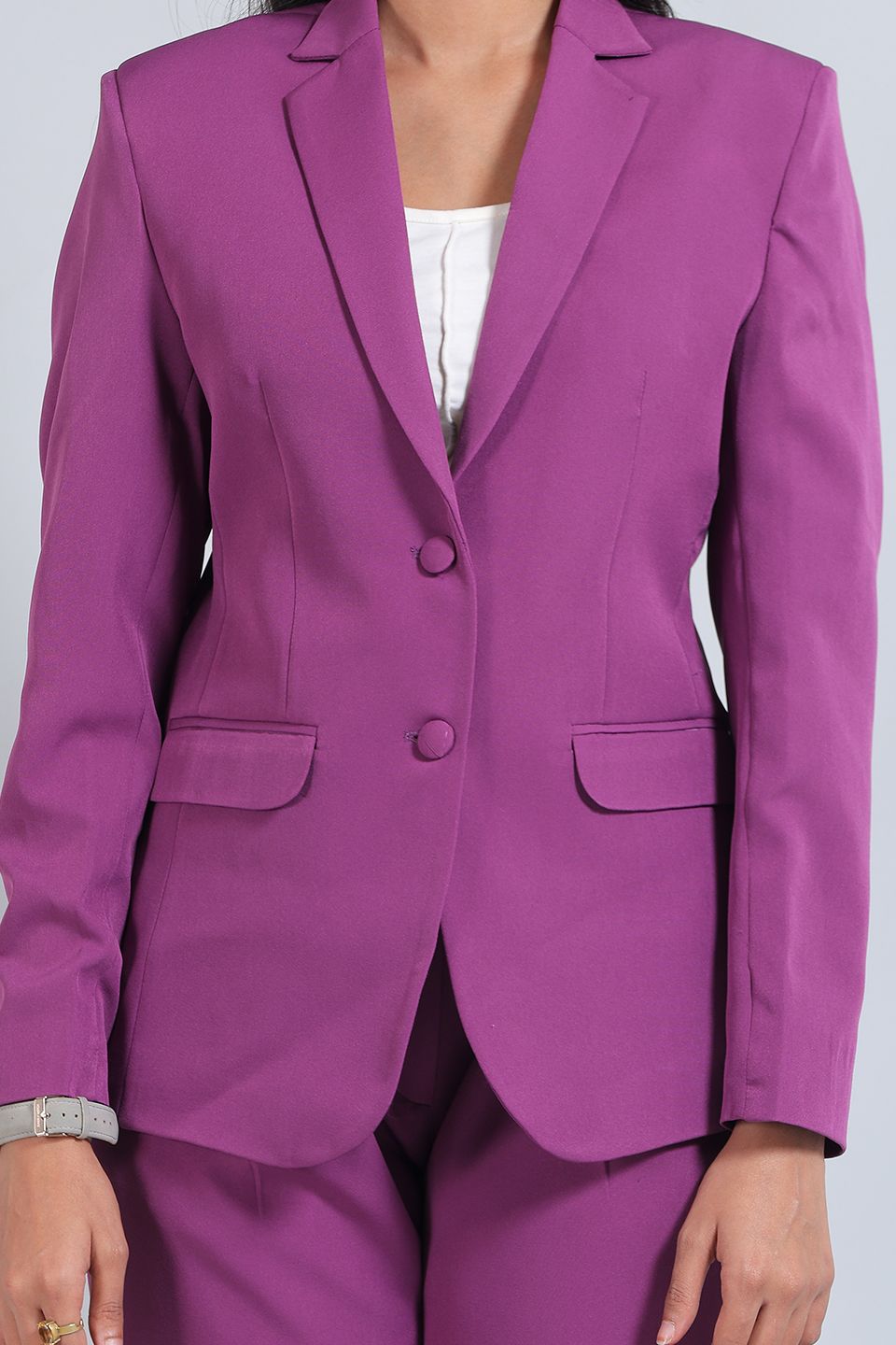 Polyester Cotton Purple Blazer