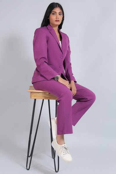 Polyester Cotton Purple Blazer