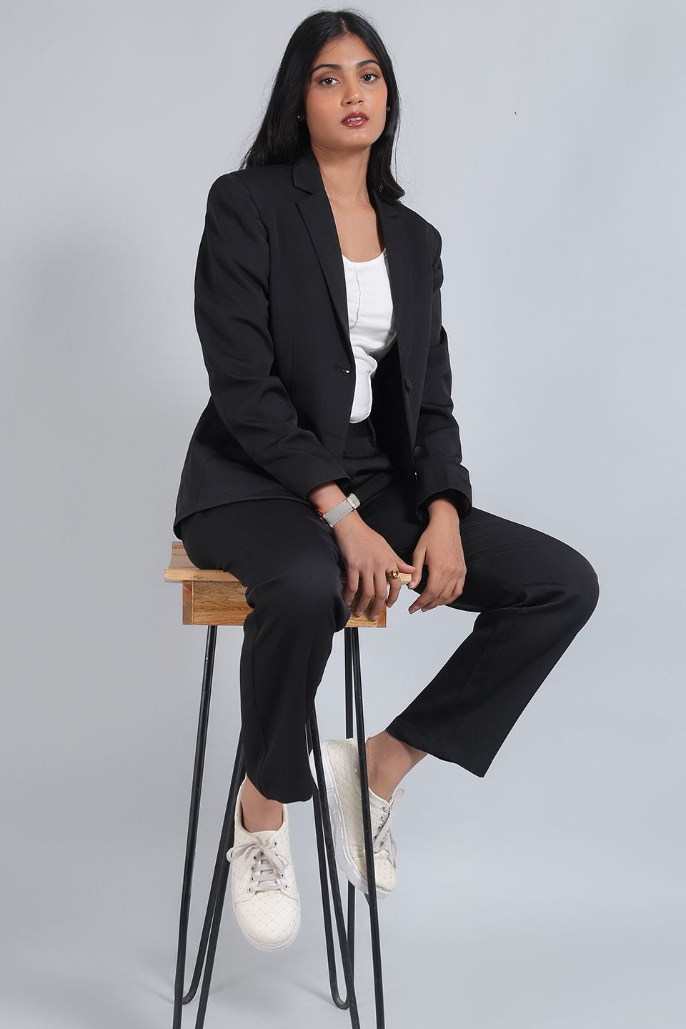 Polyester Cotton Black Blazer