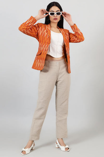 Ikat-Orange-Cotton-Blazer-LSBlazer127