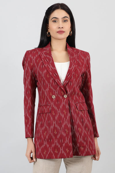 Ikat-Red-Cotton-Blazer-LSBlazer128