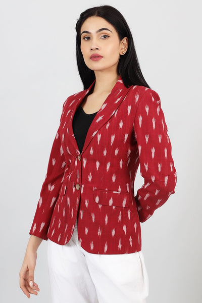 Ikat-Red-Cotton-Blazer-LSBlazer134