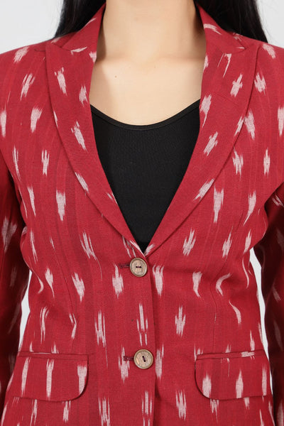 Ikat-Red-Cotton-Blazer-LSBlazer134